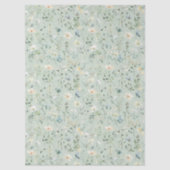 Salie Groene Boho Waterverf Wildbloem Tissuepapier (Voorkant)