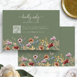 Salie Groene Boho Wilde Bloem RSVP Kaart