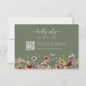 Salie Groene Boho Wilde Bloem RSVP Kaart (Voorkant)