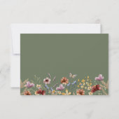 Salie Groene Boho Wilde Bloem RSVP Kaart (Achterkant)