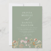 Salie Groene Boho Wilde Bloem Rustieke Tuin Trouwe Kaart (Voorkant)