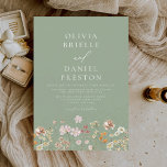 Salie Groene Boho Wilde Bloem Rustieke Tuin Trouwe Kaart<br><div class="desc">Dompel uw gasten onder in de romantiek van de natuur met onze Boho Wildflower Garden Trouwuitnodiging. Geïnspireerd door de schoonheid van ongetemde bloemen, vangt deze uitnodiging de essentie van een vrijgeestige viering. Het betoverende ontwerp toont delicate wilde bloemen die dansen te midden van weelderig groen, waarmee de toon wordt gezet...</div>