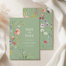 Salie Groene Boho Wilde Bloem Save the Date Kaart
