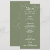 Salie Groene Boho Witte Bloemige Botanische Huweli Menu (Voorkant / Achterkant)
