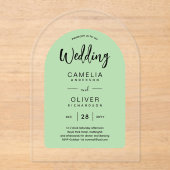 Salie Groene Boog Acryl Trouwuitnodigingen Modern Acryl Uitnodigingen (Voorkant)