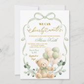 Salie Groene Boog Coquette Beer Baby Shower Kaart (Voorkant)