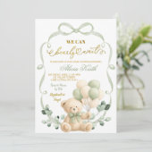 Salie Groene Boog Coquette Beer Baby Shower Kaart (Staand voorkant)