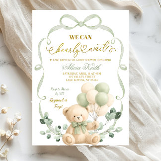 Salie Groene Boog Coquette Beer Baby Shower Kaart
