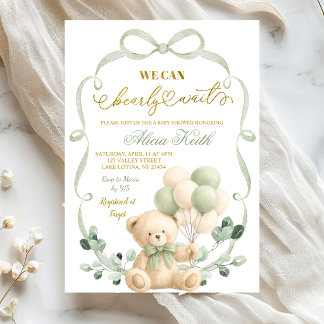 Salie Groene Boog Coquette Beer Baby Shower Kaart