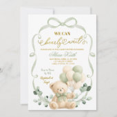 Salie Groene Boog Coquette Beer Baby Shower Kaart (Voorkant)