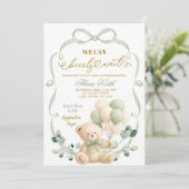 Salie Groene Boog Coquette Beer Baby Shower Kaart (Staand voorkant)