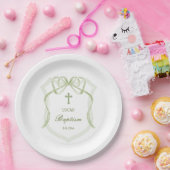 Salie Groene Boog Crest Doop Papieren Bordje (Feest)
