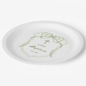 Salie Groene Boog Crest Doop Papieren Bordje (Gekanteld)