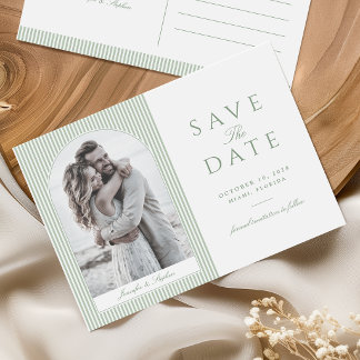 Salie groene boog foto save the date ansichtkaart briefkaart