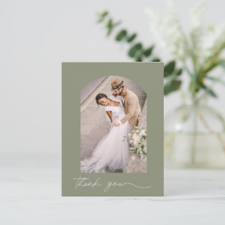 Salie Groene Boog Huwelijksfoto Bedankkaart Briefkaart
