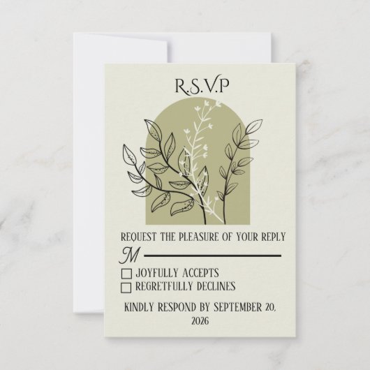 Salie Groene Boog RSVP Kaart (Voorkant)