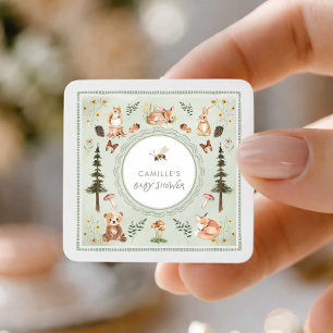 Salie groene bos baby shower favor sticker