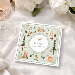 Salie groene bos baby shower servetten