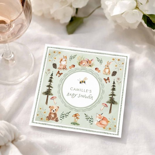Salie groene bos baby shower servetten