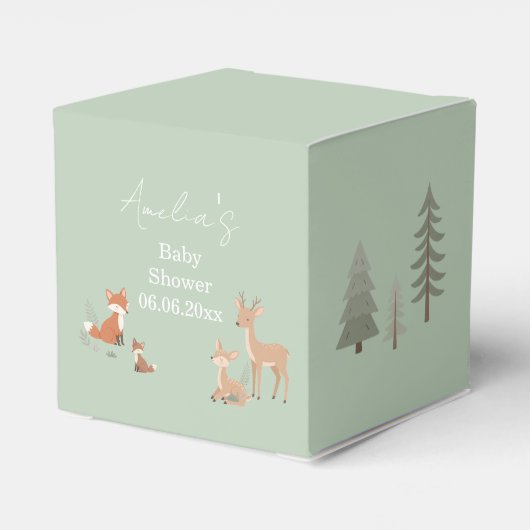 Salie Groene Bosdier Baby Shower Bedankdoosjes (Achterkant)