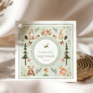 Salie groene bosdieren baby shower favor tags bedankjes labels