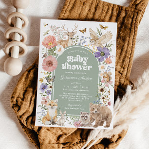 Salie Groene Bosdieren Wilde Bloem Baby Borrel Kaart