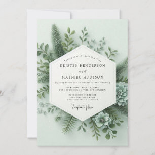 Salie Groene Bosflora Bruiloft Kaart