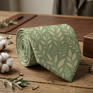 Salie Groene Botanische Blad Stropdas