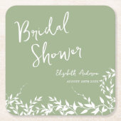 Salie Groene Botanische Bladeren Bruidsdouche Kartonnen Onderzetters (Voorkant)