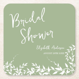 Salie Groene Botanische Bladeren Bruidsdouche Kartonnen Onderzetters