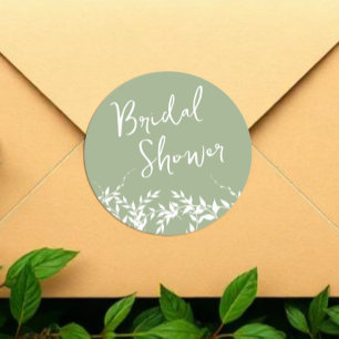 Salie Groene Botanische Bladeren Bruidsdouche Ronde Sticker