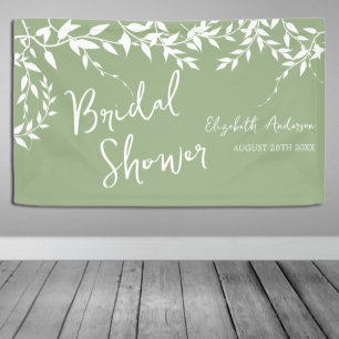 Salie Groene Botanische Bladeren Bruidsdouche Spandoek