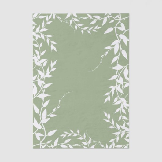 Salie Groene Botanische Bladeren Bruidsdouche Tissuepapier (Voorkant)