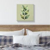 Salie Groene Botanische Bladeren Canvas Afdruk (Insitu (Slaapkamer))