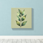 Salie Groene Botanische Bladeren Canvas Afdruk (Insitu (Houten vloer))
