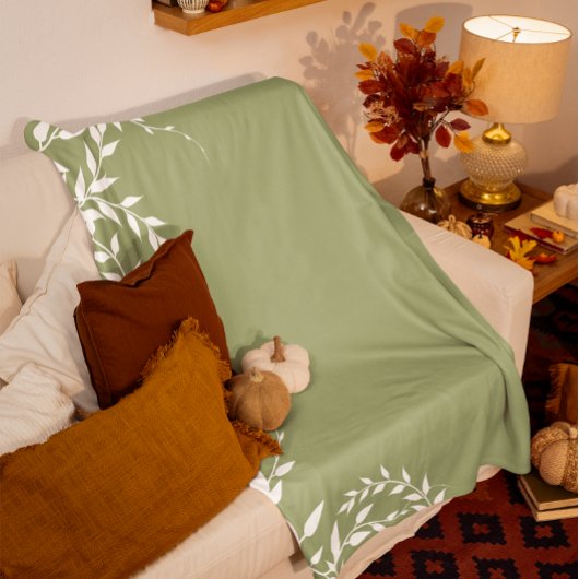 Salie groene botanische bladeren fleece deken