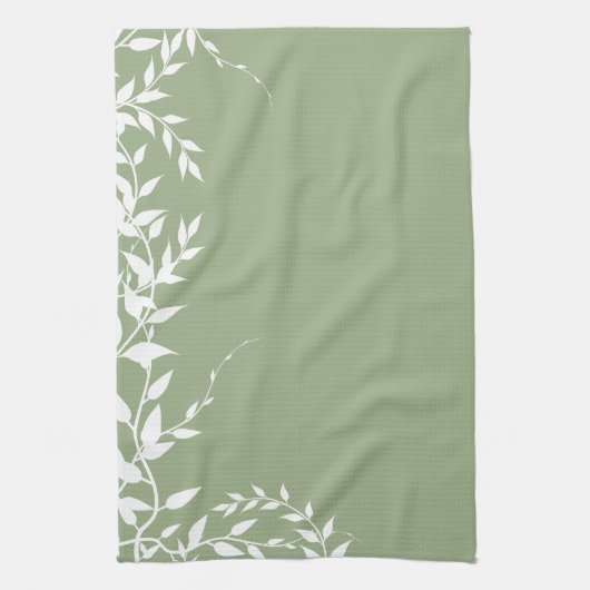 Salie groene botanische bladeren theedoek (Verticaal)