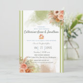 Salie Groene Botanische Boho Bruiloft Kaart (Staand voorkant)
