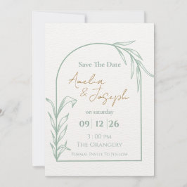 Salie Groene Botanische Boog Save the Date Kaart