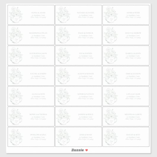 Salie Groene Botanische Bruids Thee Gast Adreskaar Sticker (Vel)