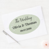 Salie Groene Botanische Bruiloft Ovale Sticker (Envelop)