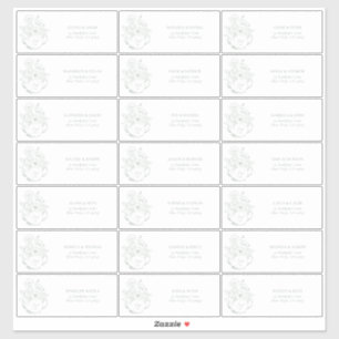 Salie Groene Botanische Bruiloft Thee Gastadres Sticker