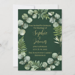 Salie Groene Botanische Eucalyptus Trouwuitnodigin Kaart