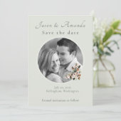 Salie groene botanische foto save the date kaart (Staand voorkant)