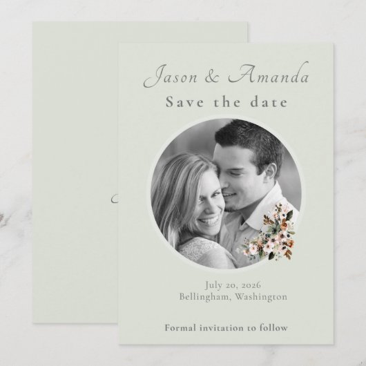 Salie Groene Botanische Foto Save the Date Kaart (Voorkant / Achterkant)