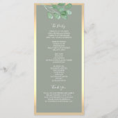 Salie Groene Botanische Huwelijksprogramma Programmakaart (Achterkant)