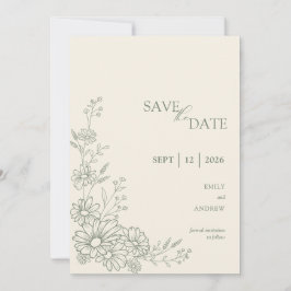 Salie Groene Botanische Madeliefjes Tuin Bruiloft Save The Date