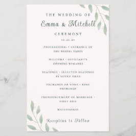 Salie Groene Botanische Minimale Ceremonie Program Flyer