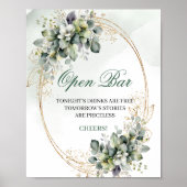 Salie Groene Botanische Open Bar Tafel Sign Poster (Voorkant)