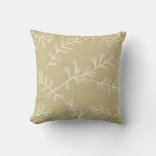 Salie Groene Botanische Patroon Crème Handgetekend Kussen